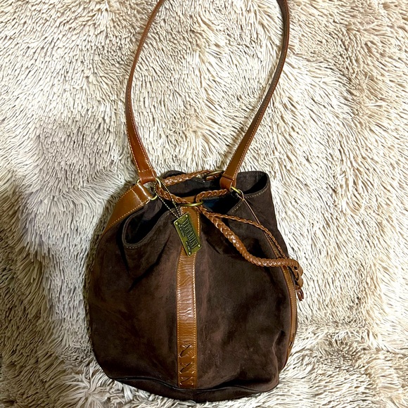 Adrianne Vittadini brown suede bucket bag - Picture 3 of 5